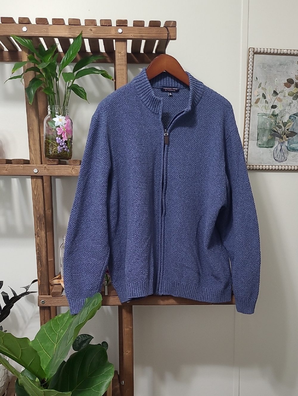 Blue Zip-Up Cardigan/Sweater